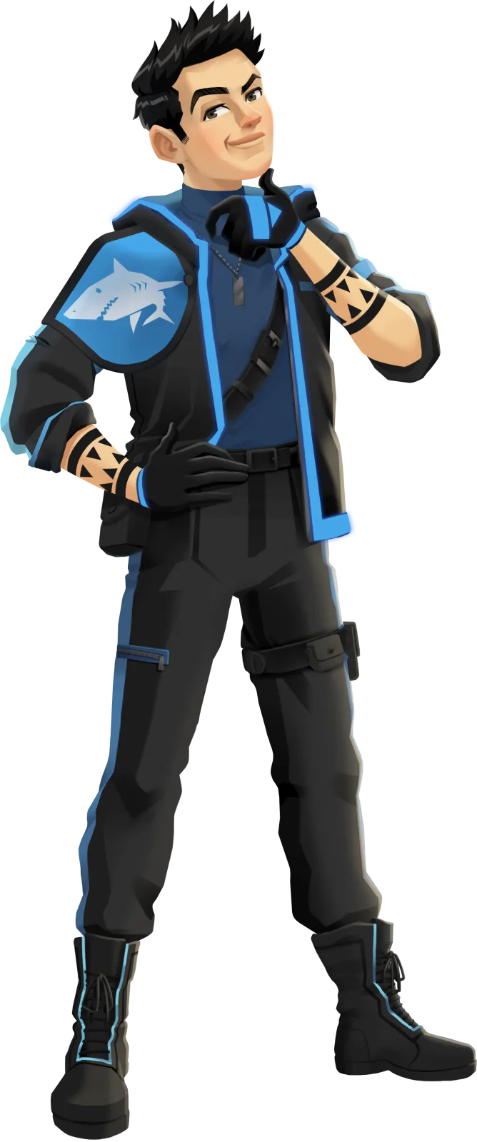 Zack in Apex Academy team clothes